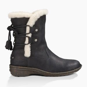 Women's Black Shearling-Lined Winter Ankle Boots
